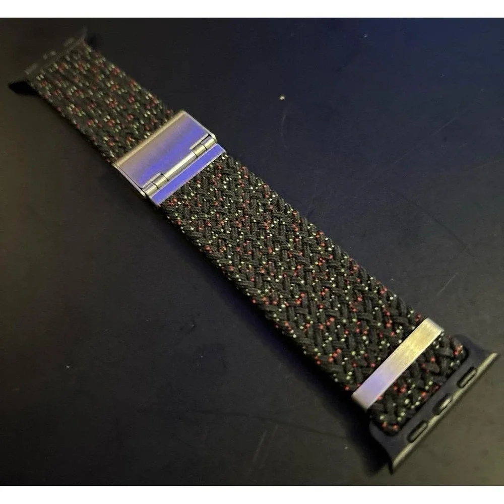 NEW Black Speckled Adjustable Nylon Stretch Band for Apple Watch 38/40/41mm